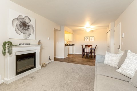 Living Room and Dining Room at Three Oaks